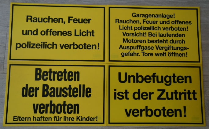Hinweisschilder, gelb, 40x25, Baustelle, Unbefugten Zutritt